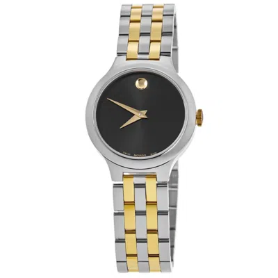 Movado Veturi Black Dial Two-tone Stainless Steel Women's Watch 0608045