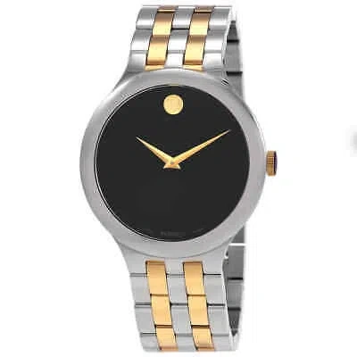 Pre-owned Movado Veturi Black Museum Dial Quartz Men's Watch 0607416