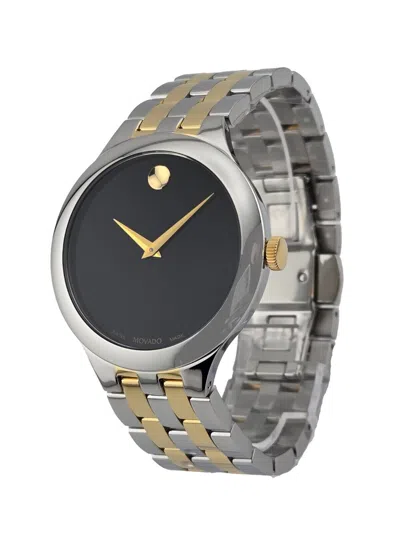 Pre-owned Movado Veturi Black Museum Dial Two Tone Stainless Steel Men's Watch - 0607416