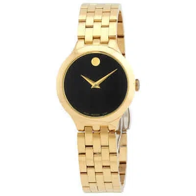 Pre-owned Movado Veturi Quartz Black Museum Dial Ladies Watch 0607420