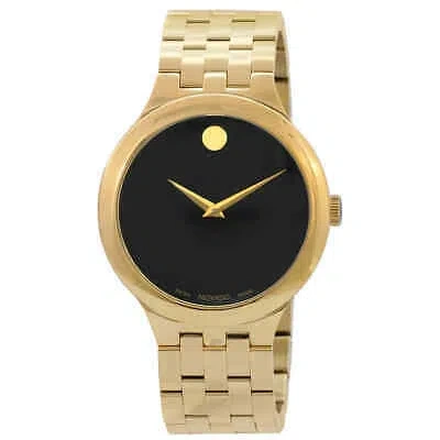 Pre-owned Movado Veturi Quartz Black Museum Dial Unisex Watch 0607417