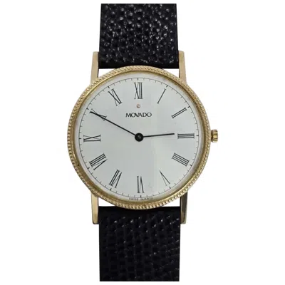 Pre-owned Movado Vintage  14k Gold Roman Dial 33mm Dress Watch In Multi