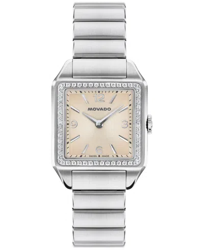 Movado Women's 1917 Lab Grown Diamond Swiss Quartz Stainless Steel Watch, 25x34.1mm In Gray