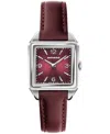 Movado Women's 1917 Swiss Quartz Cherry Leather Watch, 25 X 34.1mm In Red