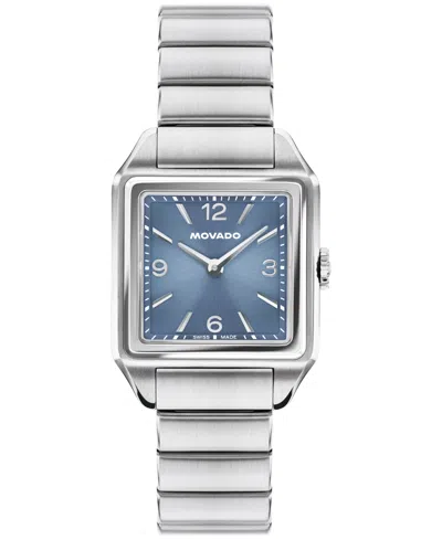 Movado Women's 1917 Swiss Quartz Stainless Steel Watch, 25 X 34.1mm In Blue