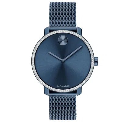 Pre-owned Movado Women's 3600780 Bold Blue Dial Swiss Quartz Mesh Stainless Watch $795