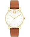 Movado Bold Access Leather Strap Watch, 34mm In Brown