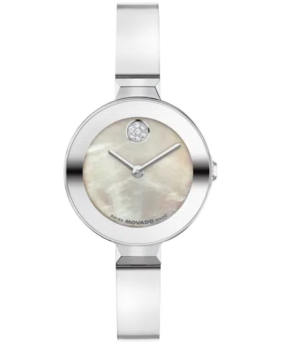 Movado Women's Bold Bangle Swiss Quartz Stainless Steel Watch, 28mm In Silver