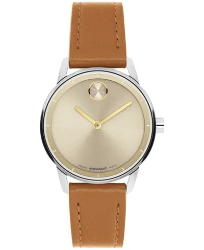 Movado Women's Bold Echo Swiss Quartz Cognac Leather Watch 30mm In Brown