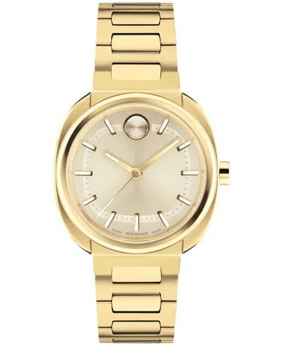 Movado Women's Bold Ellipse Swiss Quartz Ionic Plated Light Yellow Gold Steel Watch 30mm