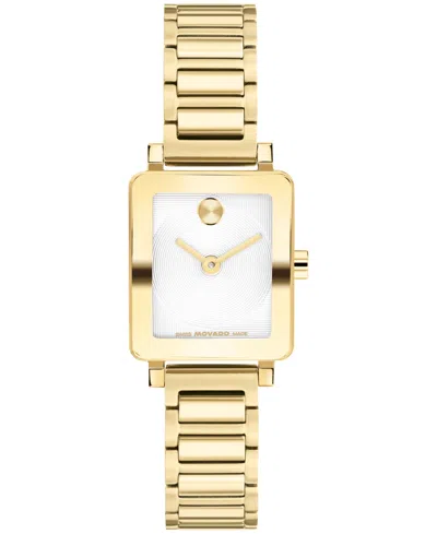 Movado Women's Bold Evolution 2.0 Mini Tank Swiss Quartz Ionic Plated Light Yellow Gold Steel Watch, 20x23m