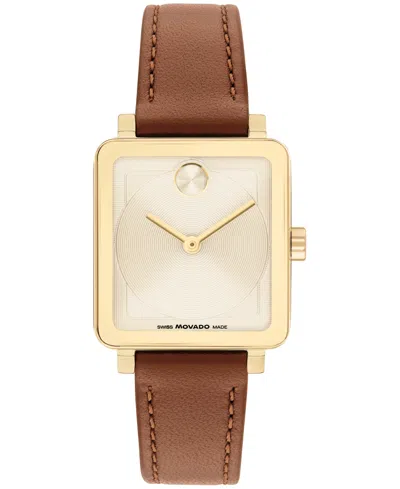 Movado Women's Bold Evolution 2.0 Swiss Quartz Cognac Leather Watch 26mm In Brown