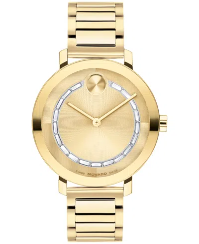MOVADO WOMEN'S BOLD EVOLUTION 2.0 SWISS QUARTZ IONIC PLATED LIGHT GOLD STEEL WATCH 34MM