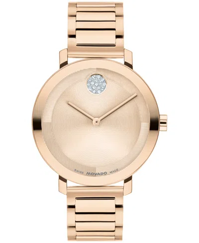 MOVADO WOMEN'S BOLD EVOLUTION 2.0 SWISS QUARTZ IONIC PLATED LIGHT ROSE GOLD STEEL WATCH, 34MM