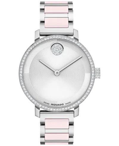 Movado Women's Bold Evolution 2.0 Swiss Quartz Stainless Steel Blush Ceramic Watch, 34mm In Multi
