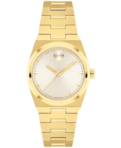 MOVADO WOMEN'S BOLD QUEST SWISS QUARTZ IONIC PLATED LIGHT GOLD STEEL WATCH, 28MM