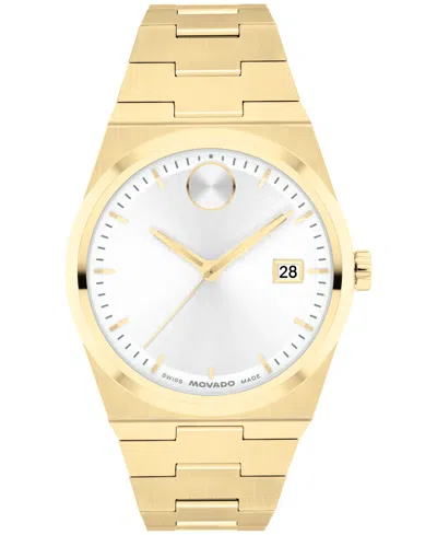 MOVADO WOMEN'S BOLD QUEST SWISS QUARTZ IONIC PLATED LIGHT GOLD STEEL WATCH 35MM