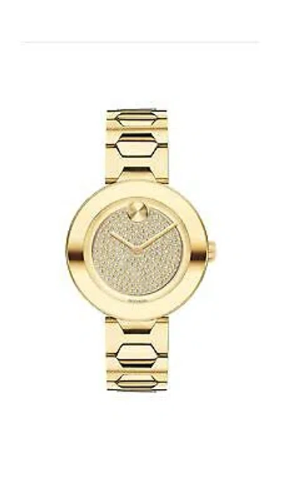 Pre-owned Movado Women's Bold T-bar Lyg Watch With A Flat Dot Crystal Dial, Gold (model...
