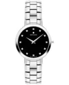 Movado Women's Faceto Swiss Quartz Stainless Steel Diamond Accent Watch 28mm In Silver-tone