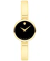 Movado Women's Moda Swiss Quartz Yellow Pvd Watch, 24mm In Black