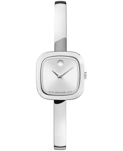 Movado Women's Museum Bangle Cushion Swiss Quartz Stainless Steel Watch 22mm In Silver