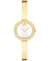 Movado Women's Museum Bangle Round Swiss Quartz Light Yellow Steel Watch, 21.50mm In Gold