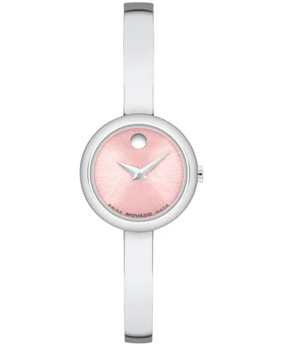 Movado Women's Museum Bangle Round Swiss Quartz Stainless Steel Watch, 21.50mm In Silver