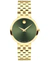 Movado Women Museum Classic Swiss Quartz Gold Pvd 29.5mm Watch In Green Dial