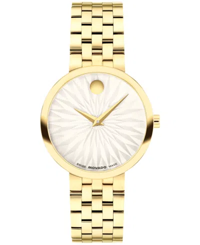 Movado Women's Museum Classic Swiss Quartz Yellow Pvd Watch, 29.5mm In White