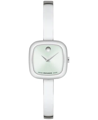 Movado Women's Museum Cushion Swiss Quartz Stainless Steel Bangle Watch, 21.50mm In Green