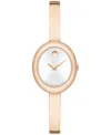 Movado Women's Museum Oval Bangle Swiss Quartz Rose Pvd Watch, 22 X 26mm In Pink