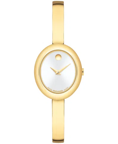 Movado Women's Museum Oval Bangle Swiss Quartz Yellow Pvd Watch, 22 X 26mm