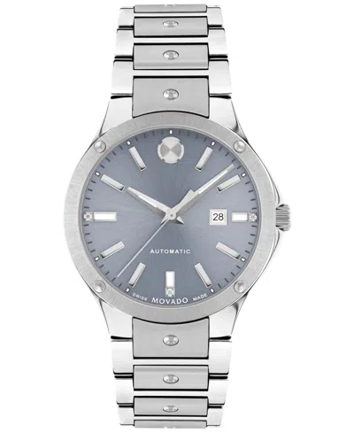 Movado Women's Swiss Automatic Se Diamond Accent Stainless Steel Bracelet Watch 33mm In Silver-tone