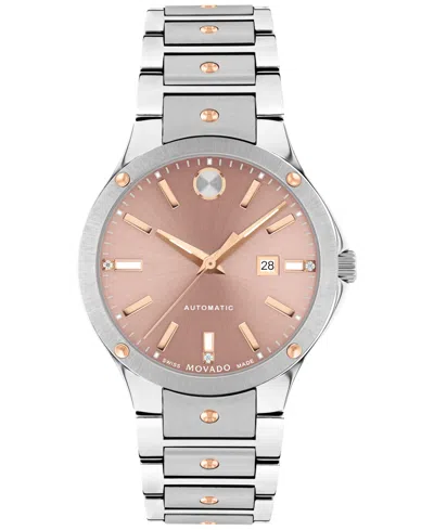 Movado Women's Swiss Automatic Se Diamond Accent Stainless Steel Bracelet Watch 33mm In Two-tone