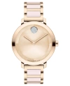 MOVADO WOMEN'S SWISS BOLD EVOLUTION 2.0 BLUSH CERAMIC & CARNATION ION PLATED STEEL BRACELET WATCH 34MM