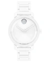 Movado Women's Swiss Bold Evolution 2.0 White Ceramic Bracelet Watch 34mm In White