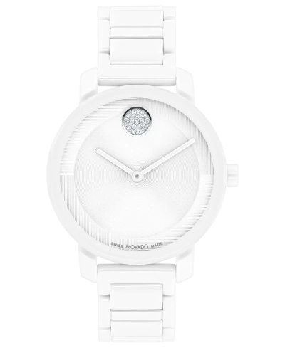 MOVADO WOMEN'S SWISS BOLD EVOLUTION 2.0 WHITE CERAMIC BRACELET WATCH 34MM