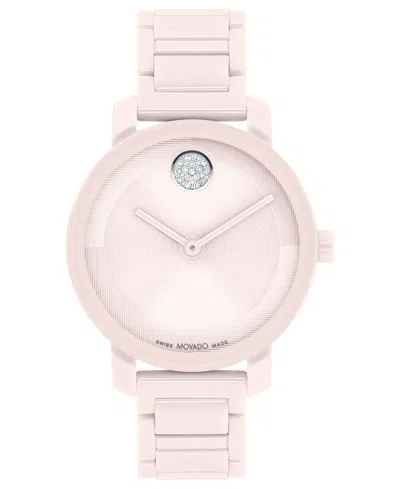 MOVADO WOMEN'S SWISS BOLD EVOLUTION 2.0 BLUSH CERAMIC BRACELET WATCH 34MM