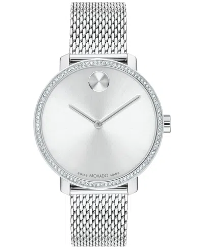MOVADO WOMEN'S SWISS BOLD SHIMMER STAINLESS STEEL MESH BRACELET WATCH 34MM