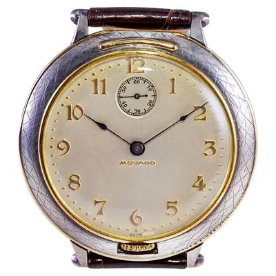 Pre-owned Movado Yellow Gold Sterling Silver Oversized Manual Winding Watch