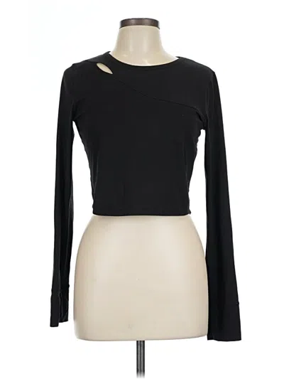 Pre-owned Move Theology Long Sleeve Top Black Keyhole Neckline Tops