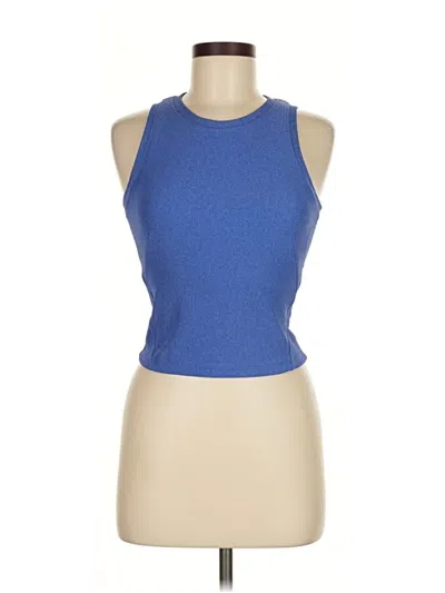 Pre-owned Move Theology Tank Top Blue Halter Neckline Tops