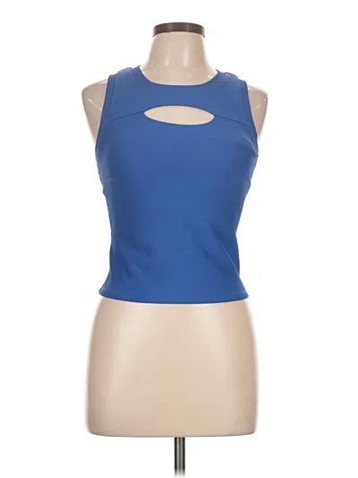Pre-owned Move Theology Tank Top Blue Halter Neckline Tops
