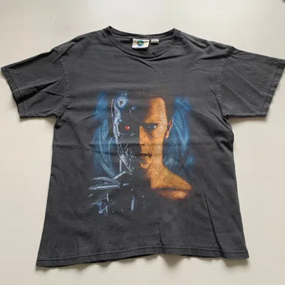 Pre-owned Movie Vintage 90's Terminator 2  Graphic T Shirt Faded Black