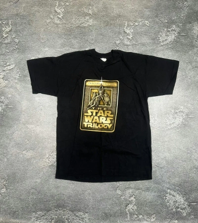 Pre-owned Movie X Star Wars Vintage 1997 Star Wars Trilogy Faded T Shirt Single Stitch In Black