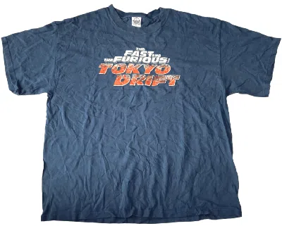Pre-owned Movie X Vintage 2000s Fast And Furious Tokyo Drift T Shirt In Navy