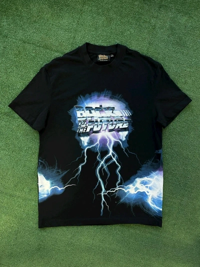 Pre-owned Movie X Vintage Back To The Future Lightning Cyber Moto Retro Style T-shirt In Black