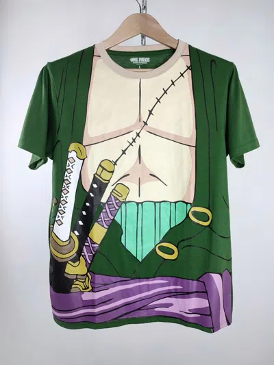 Pre-owned Movie X Vintage Y2k One Piece Roronoa Zoro Print Anime T-shirt In Green