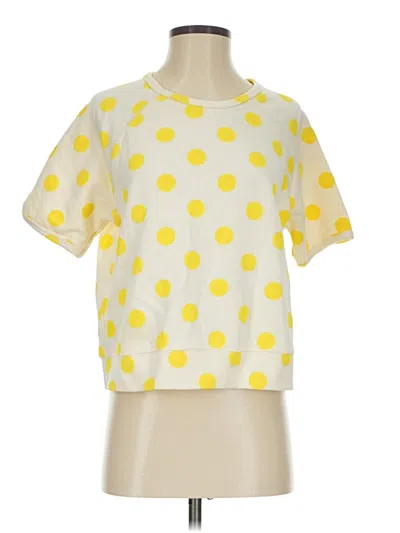 Pre-owned Mo:vint Short Sleeve Top Yellow Polka Dots Pattern Square Neckline Tops