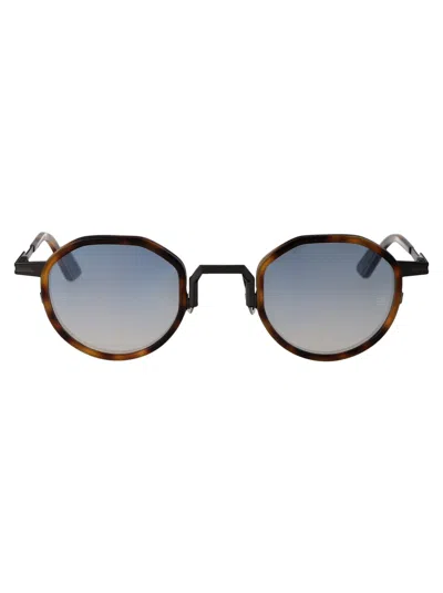 Movitra Havana With Flash Electric Light Blue Lenses Acetate Sunglasses